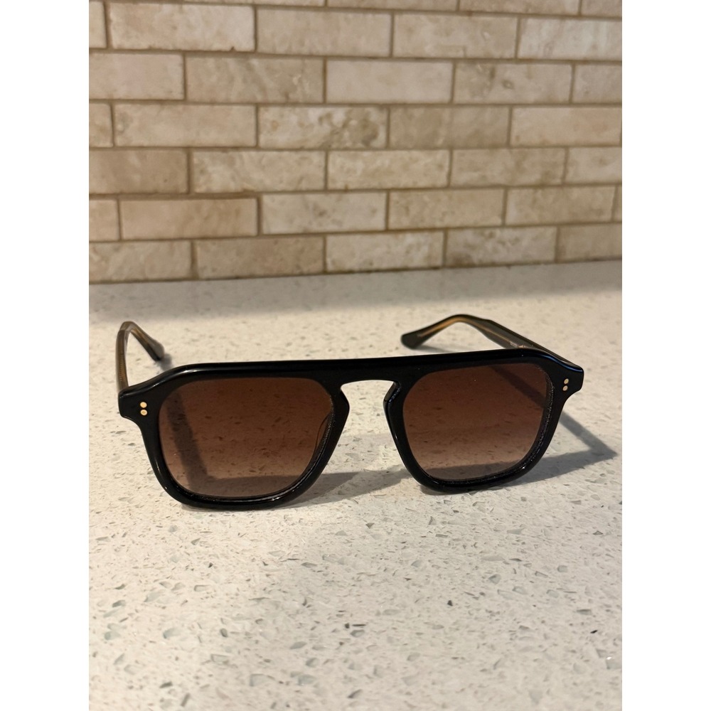 Krewe Zander Black + Black Tea Aviator Sunglasses Gradient Lens
